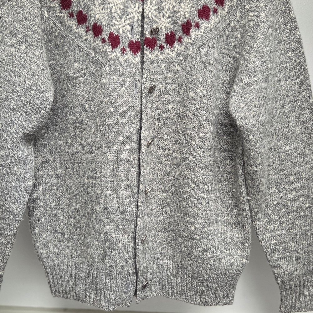 Gray and Red Patterned Men's Sweater